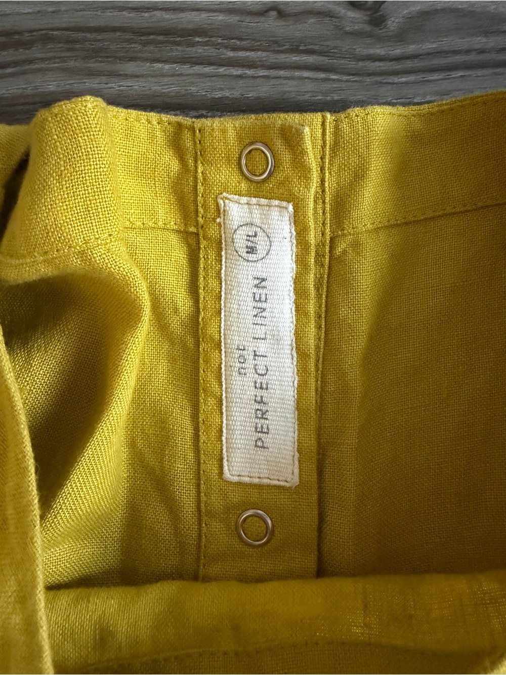 Not Perfect Linen • Barcelona Jumpsuit • Greenish Mustard • Size Medium/Large - Picture 5 of 10